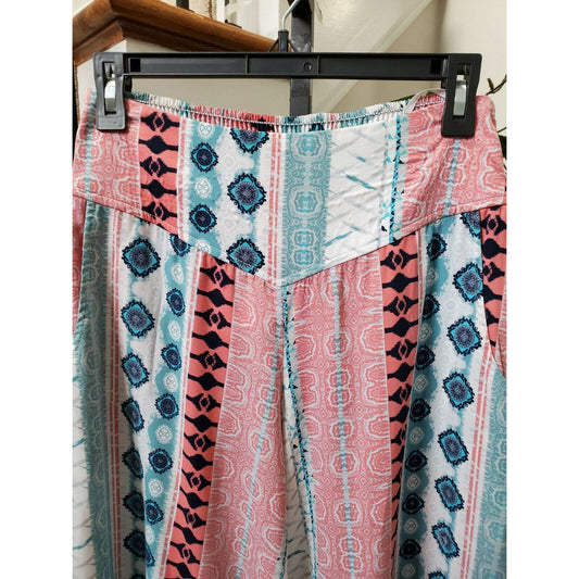 Boutique Voom by Joy Han Multicolor Polyester Wide Legs Casual Pants Size Small