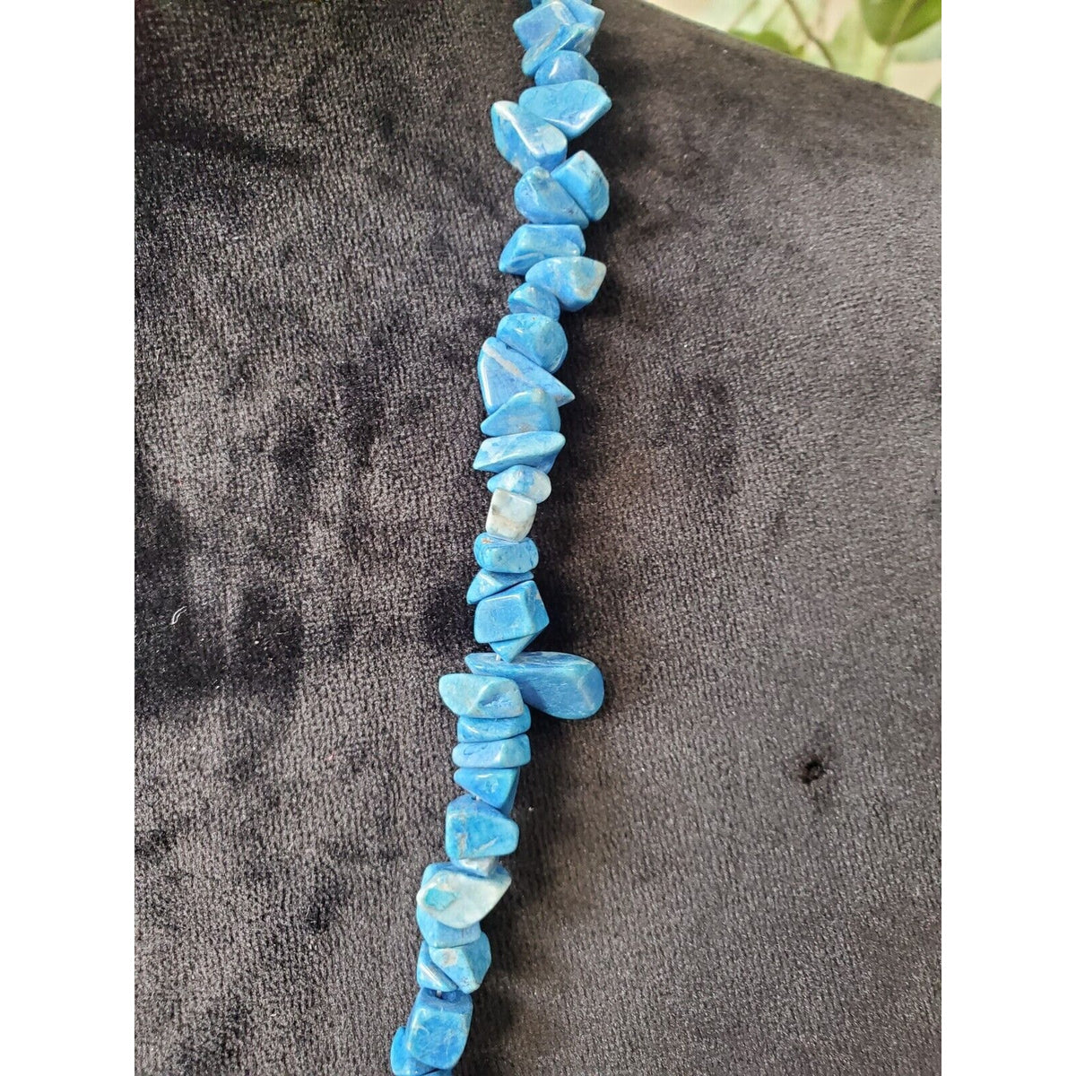 Vintage Turquoise Blue Stone Natural Chips Long Fashion Jewelry Necklace