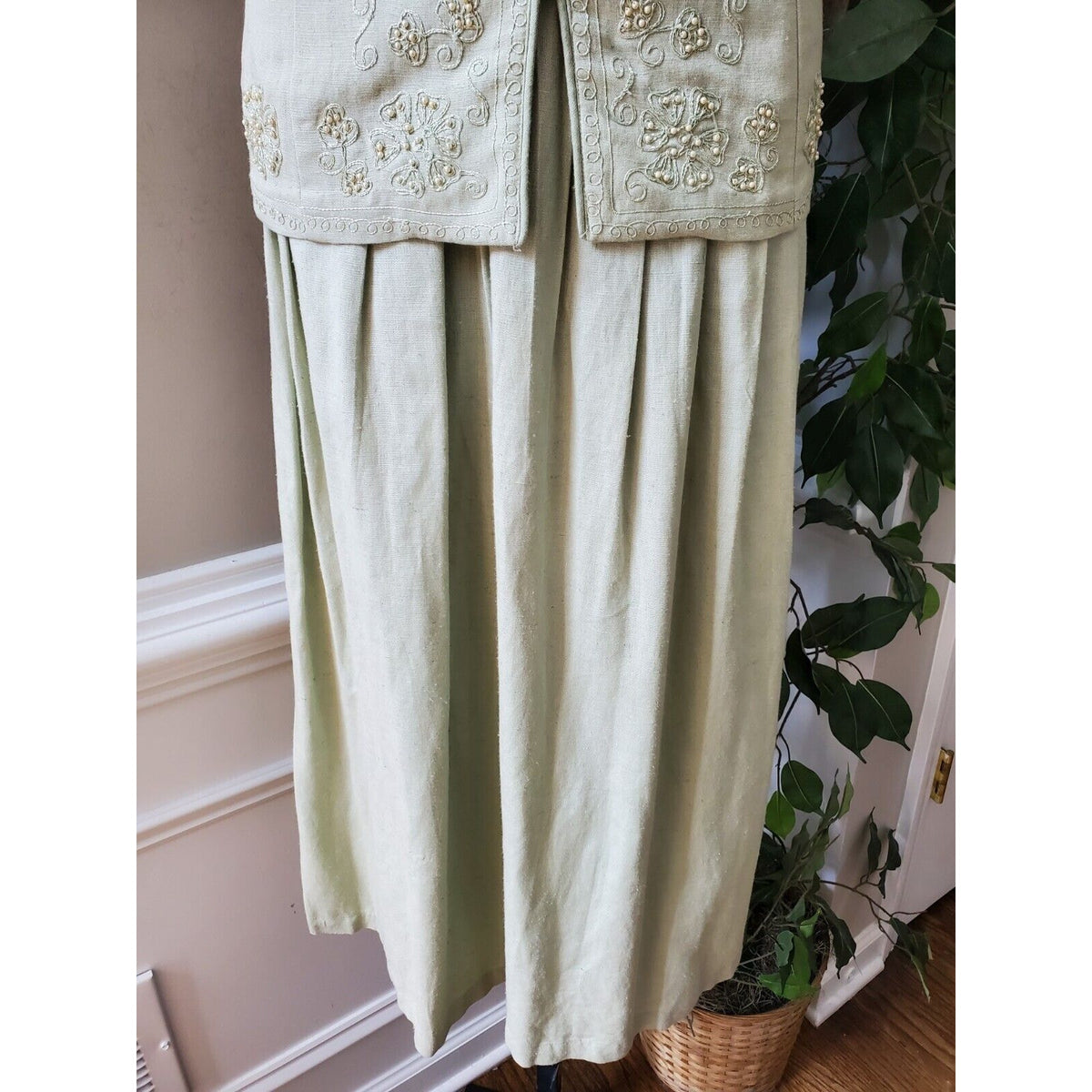 Karin Stevens Women's Mint Green Rayon V-Neck Short Sleeve Knee Length Dress 16