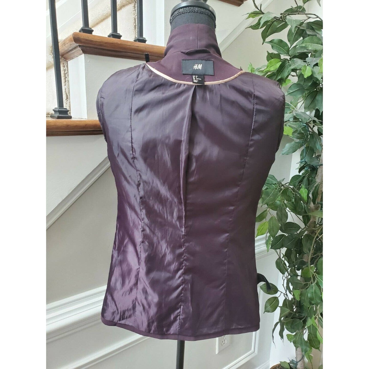 H & M Women's Purple Polyester Collared LongSleeve Slim Fit Formal Blazer Size 4