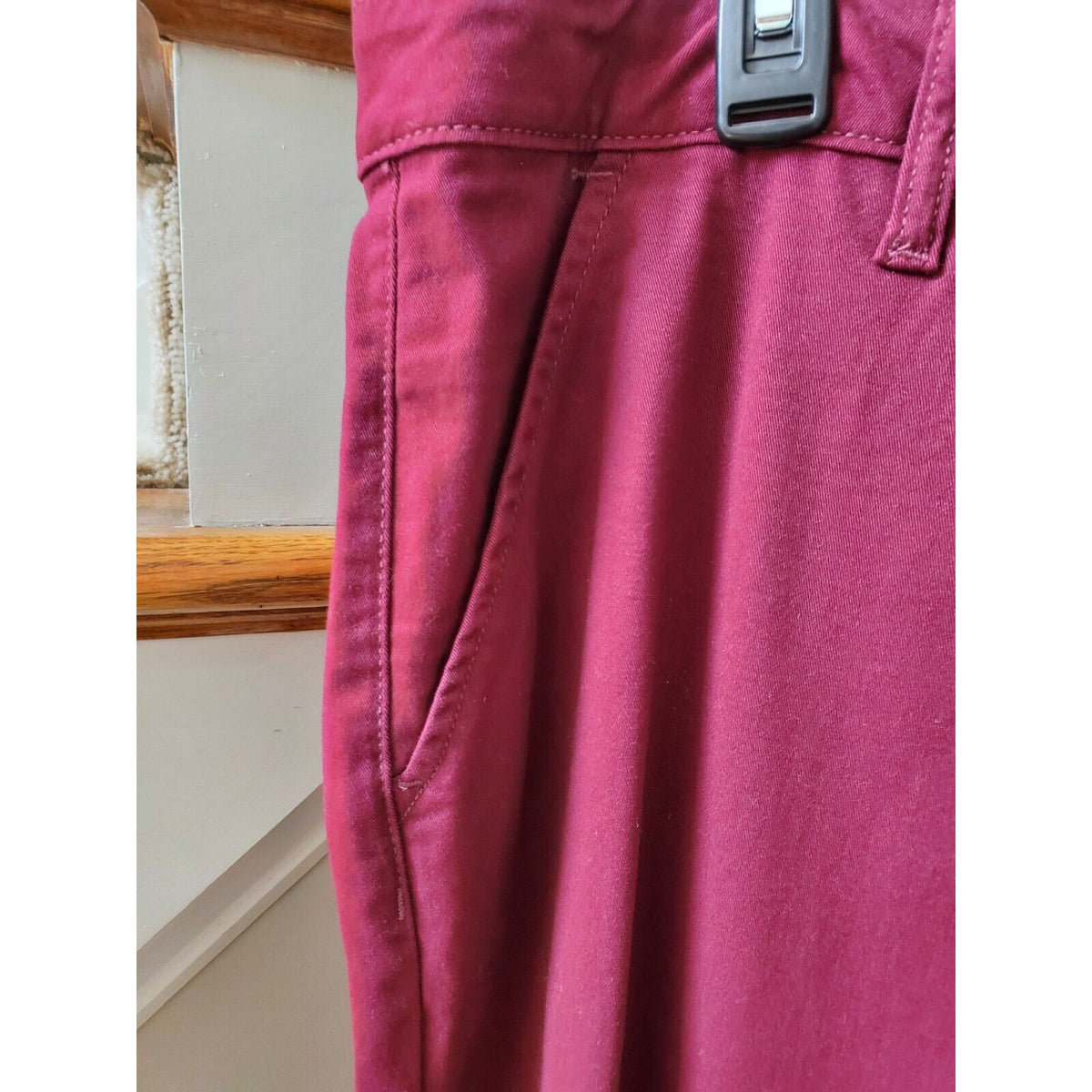 St Johns Bay Womens Red Slash Mid Rise Flat Front Girlfriend Chino Pants Size 18