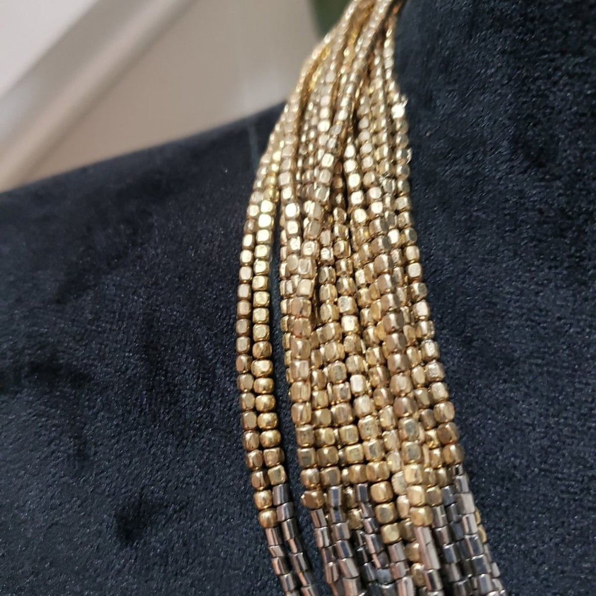 Women Gold Silver Multilayer Round Beaded Lobster Clasp Fashion Jewelry Necklace