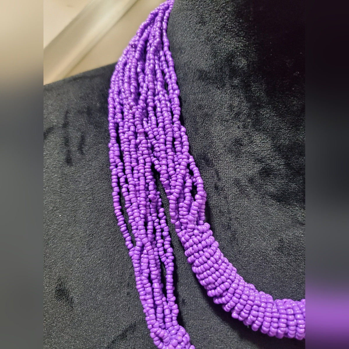 Double Purple Bead Seed Necklace