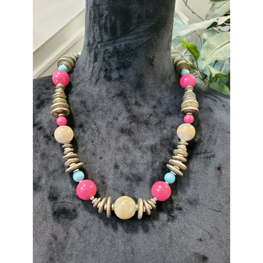 African Vintage Beads Wooden Multicolor Necklace
