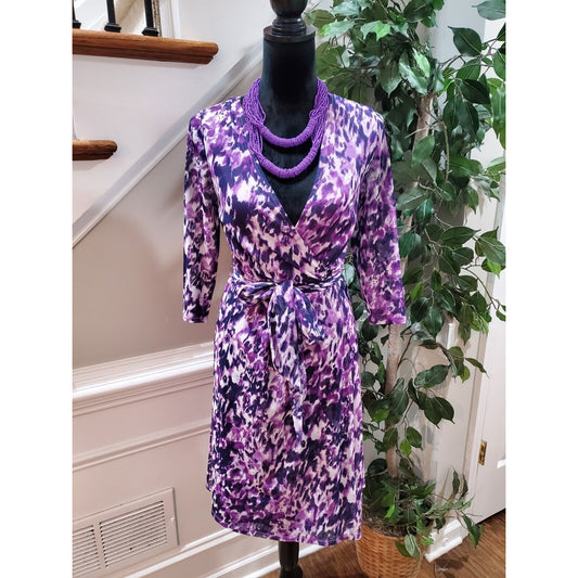 Coldwater Creek Women Multicolor V-Neck Long Sleeve Casual Knee Length Dress XS