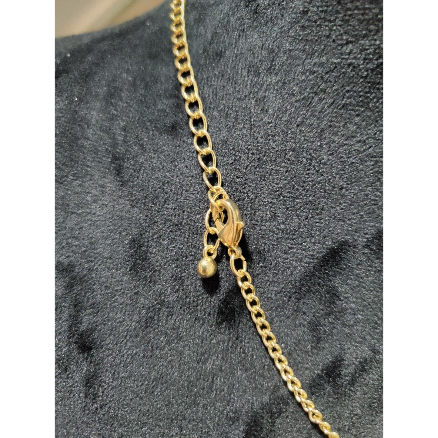Women's Dark Blue Geometric Shape Necklace with Gold Chain Necklace