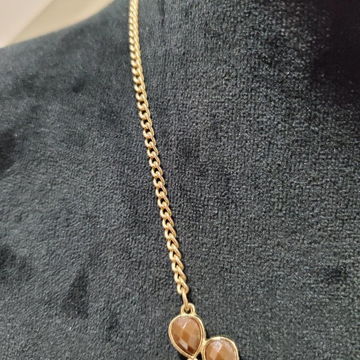 Women's Gold Tone Water Drop Brown Beaded Fashion Jewelry Necklace