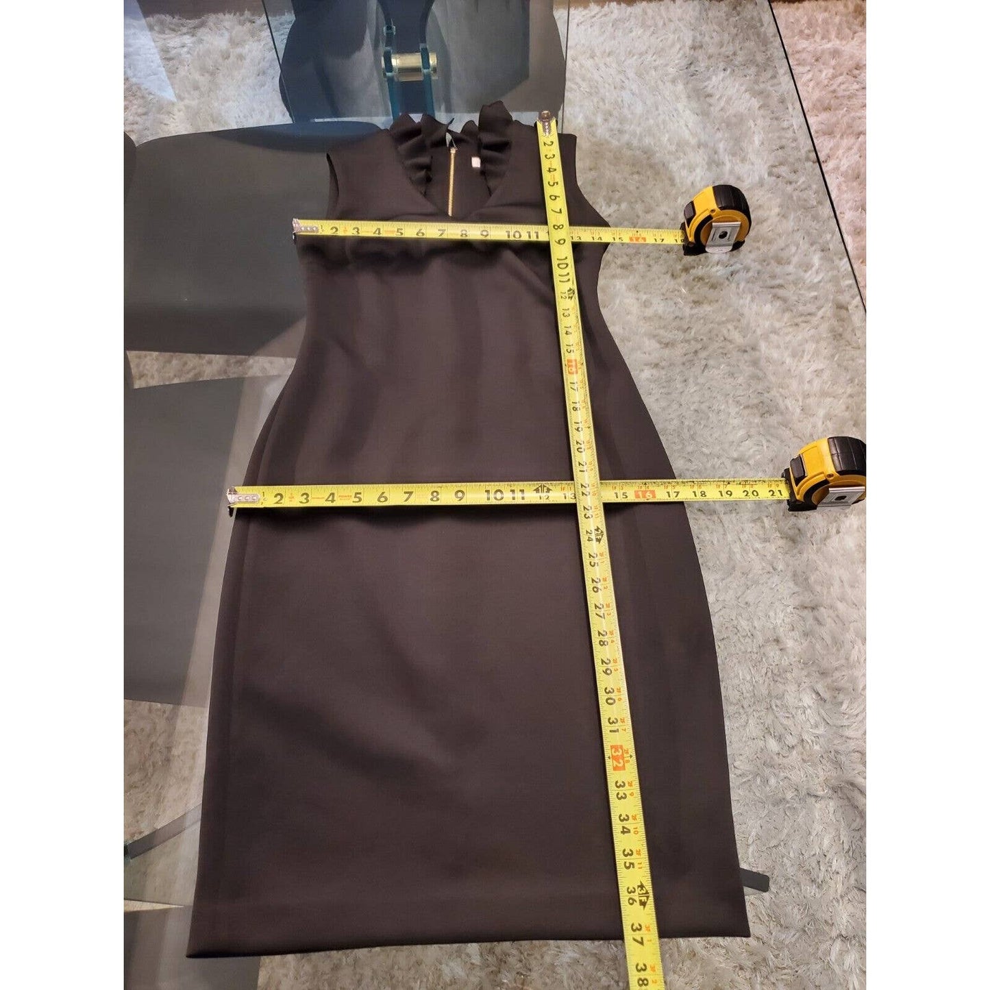 Calvin Klein Women's Black Polyester V-Neck Sleeveless Knee Length Dress Size 2