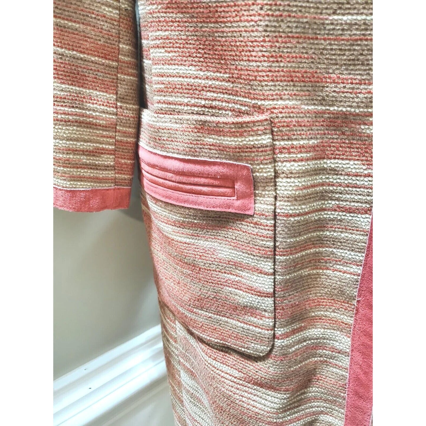 Bandolino Women Multicolor Acrylic Long Sleeve Buttons Front Long Jacket Size 12