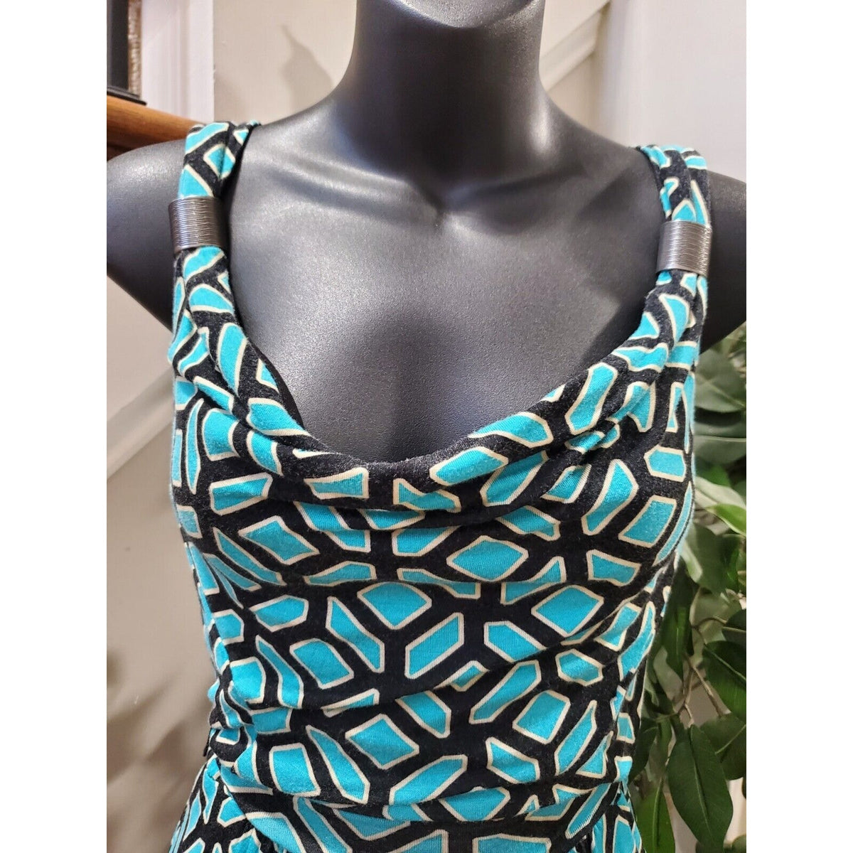 Apt. 9 Women Black & Blue Rayon Scoop Neck Sleeveless Knee Length Dress Size XS