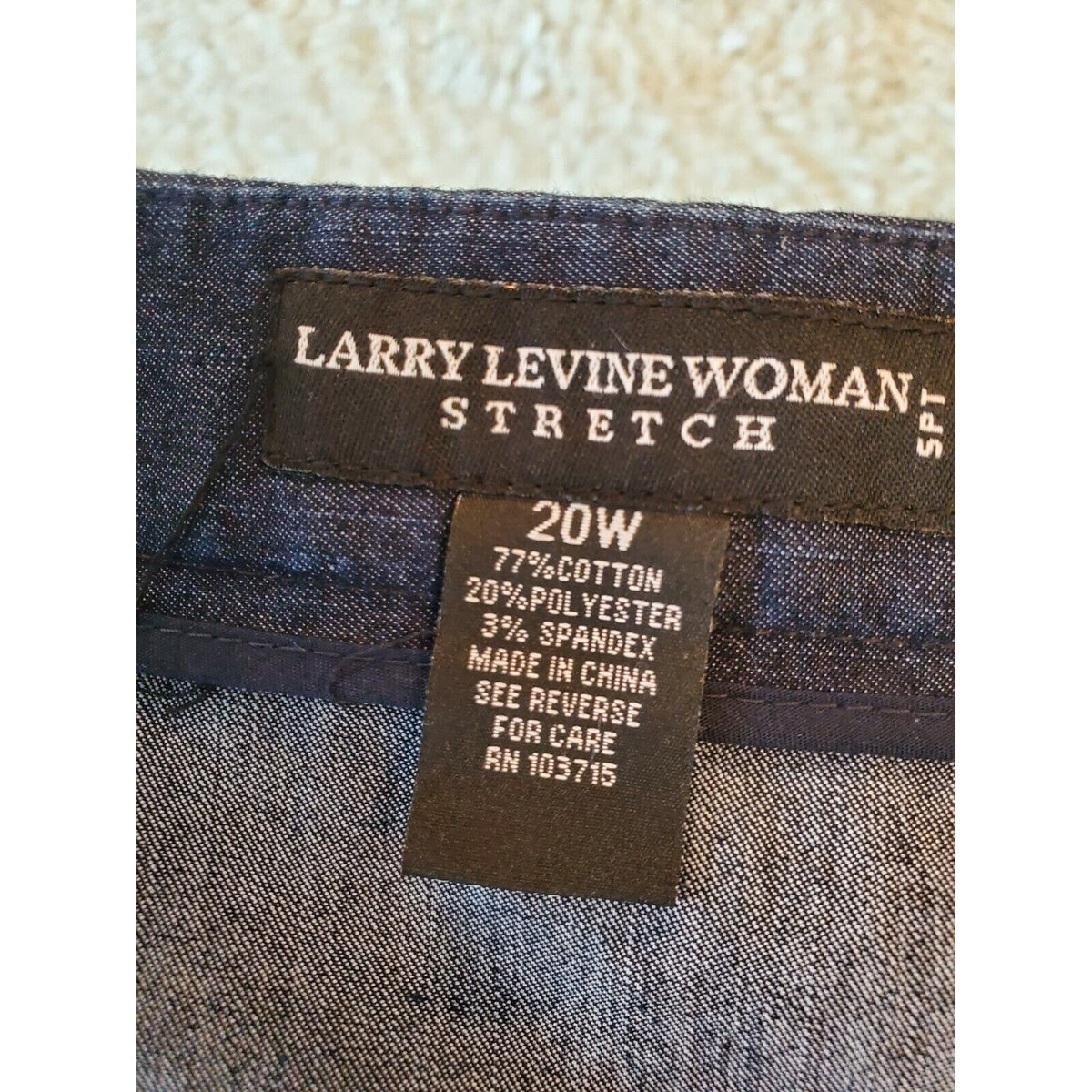Larry Levine Womens Blue Cotton Stretch Side Zip Straight Knee Length Skirt 20W
