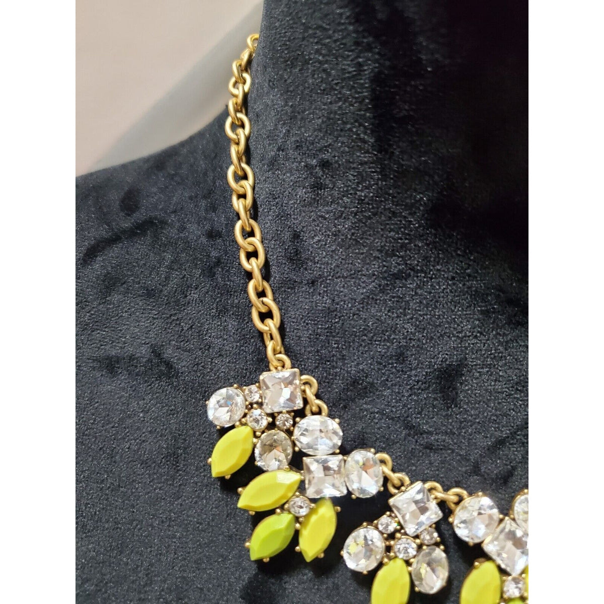 J. Crew Multicolored Rhinestone Gold Chain Stylish Necklace