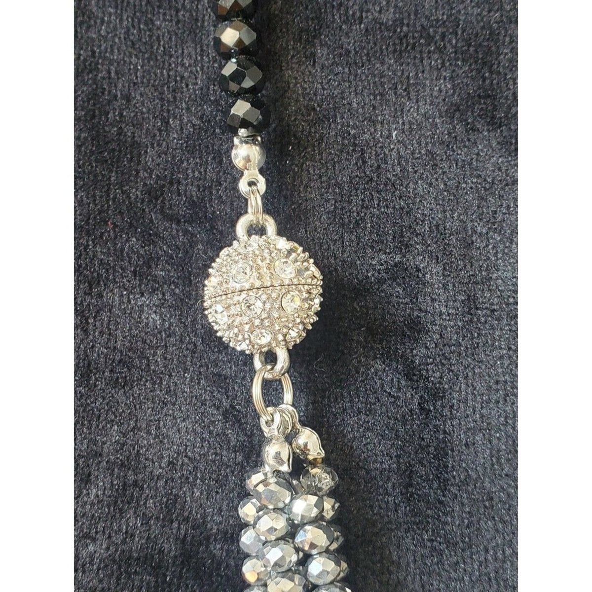 Women's Silver Multicolored Multilayer Crystal Beaded Fashion Jewelry Necklace