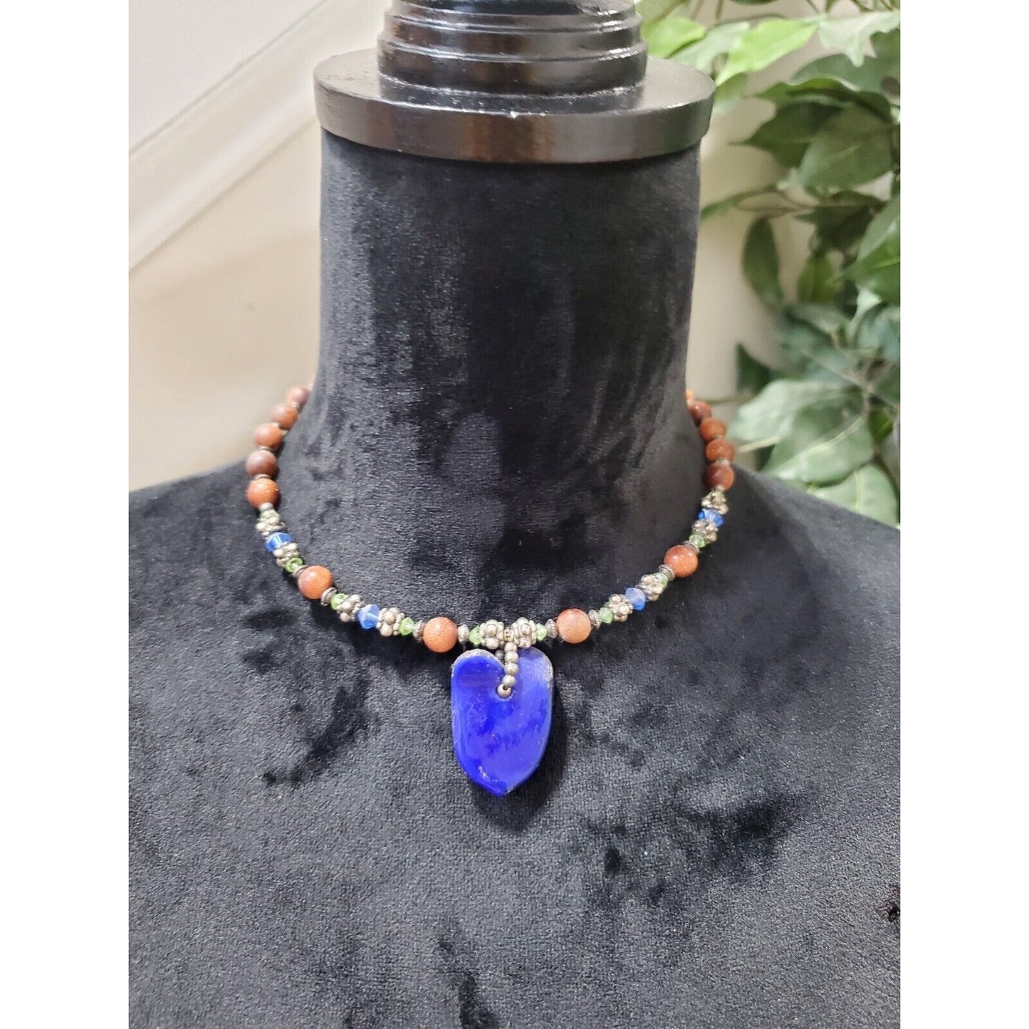 Women's Handmade Multicolor Blue Stone Choker Necklace