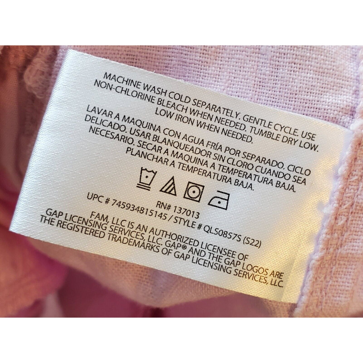 Gap Women Pink Solid Linen Mid Rise Pull On Comfort Waist Casual Shorts Size XL