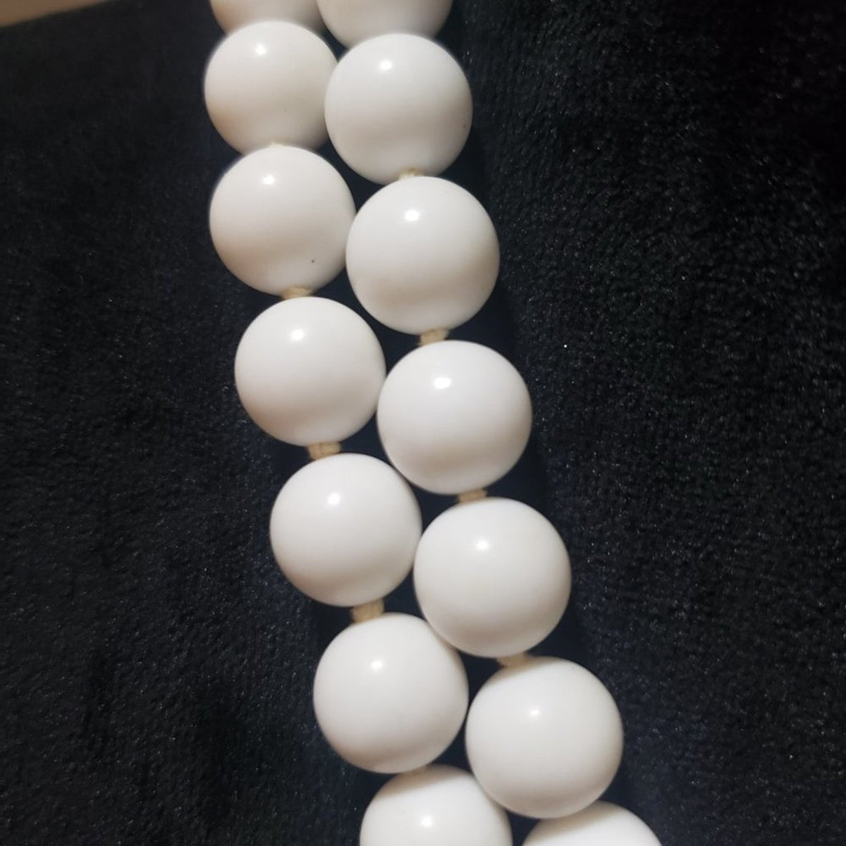 Womens Fashion White Double Strand Round Beaded Necklace with Lobster Clasp