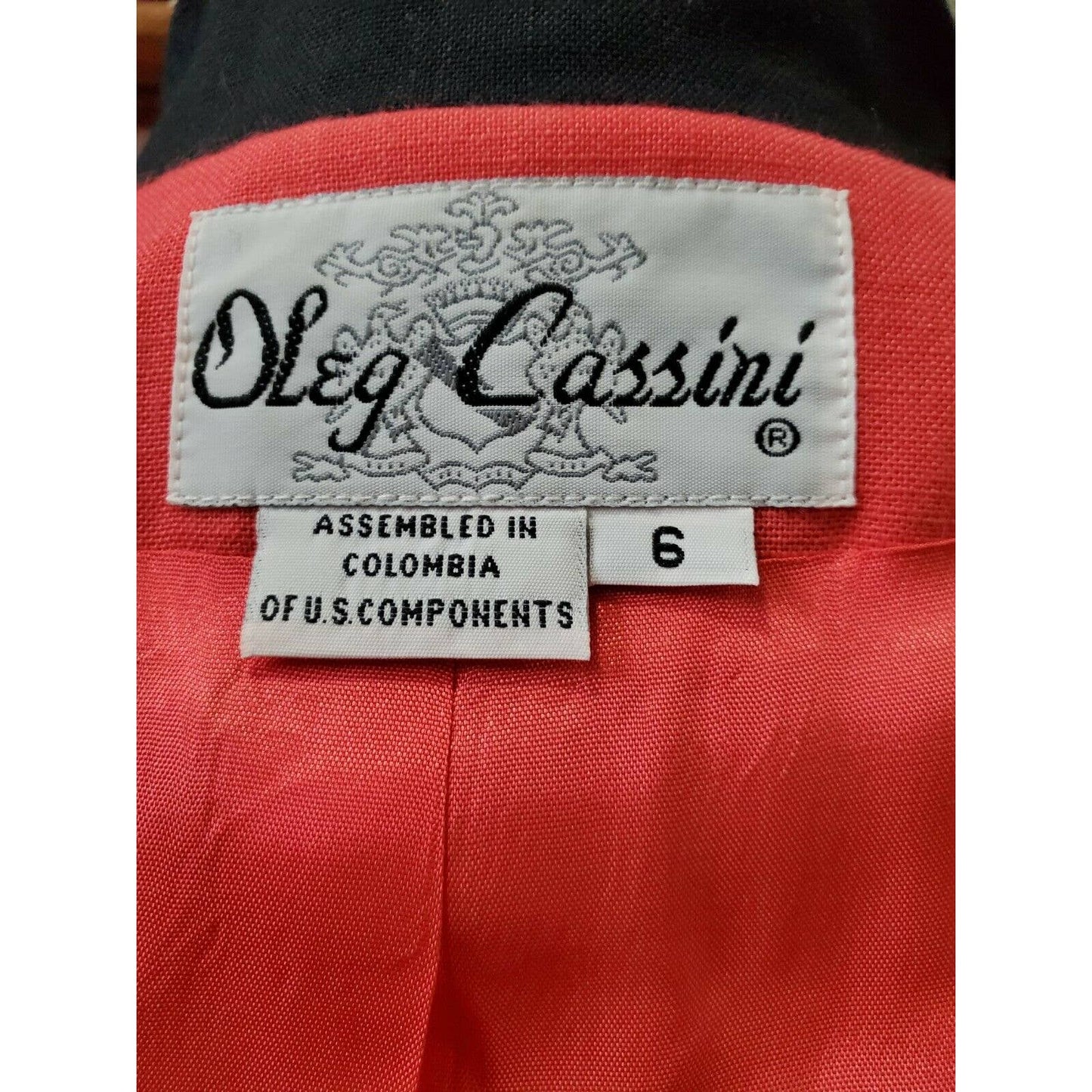 Vintage Oleg Classini Red Polyester Long Sleeve Fitted Single Breasted Blazer 6
