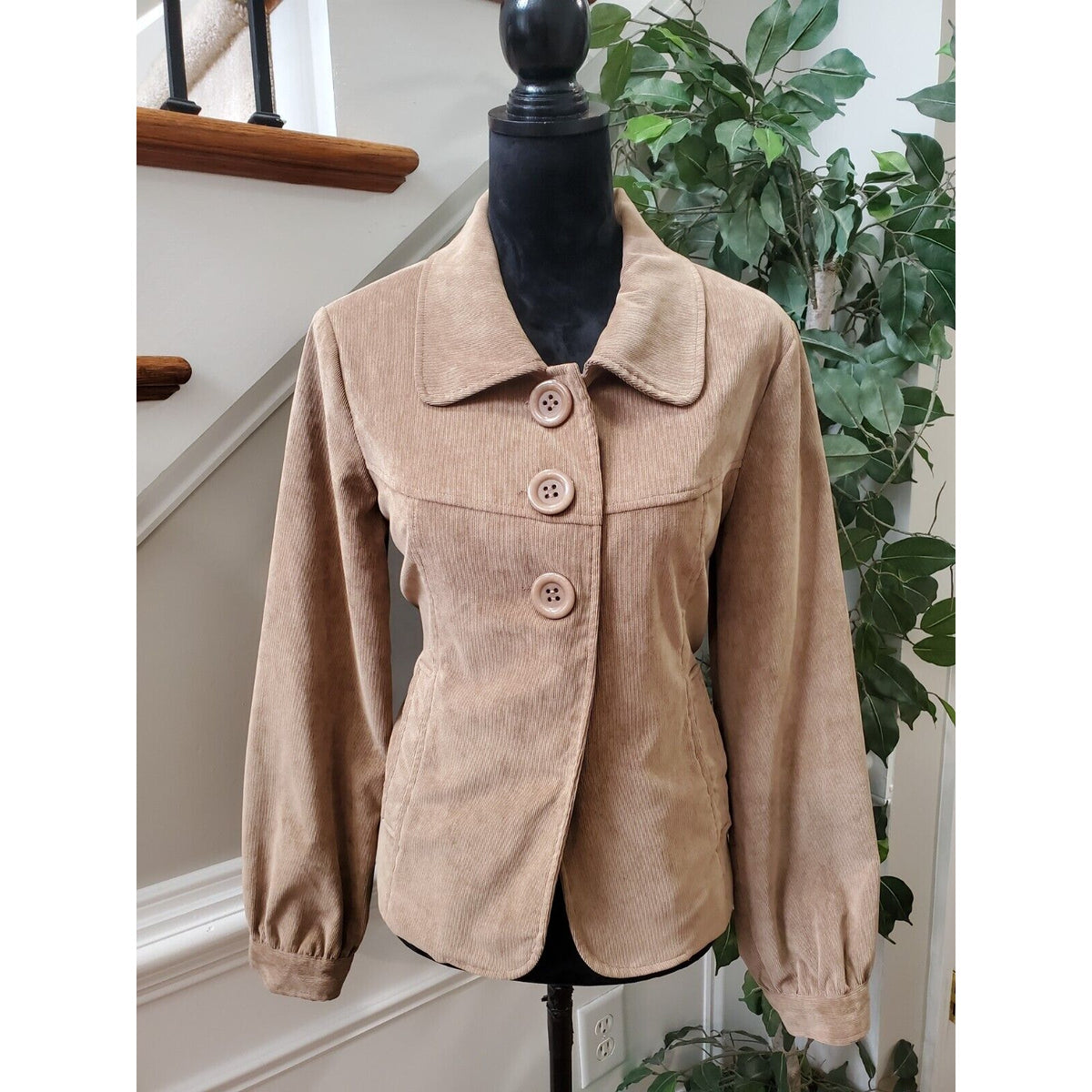 Erin London Womens Brown Single Breasted Three Buttons Front Coat Size Medium