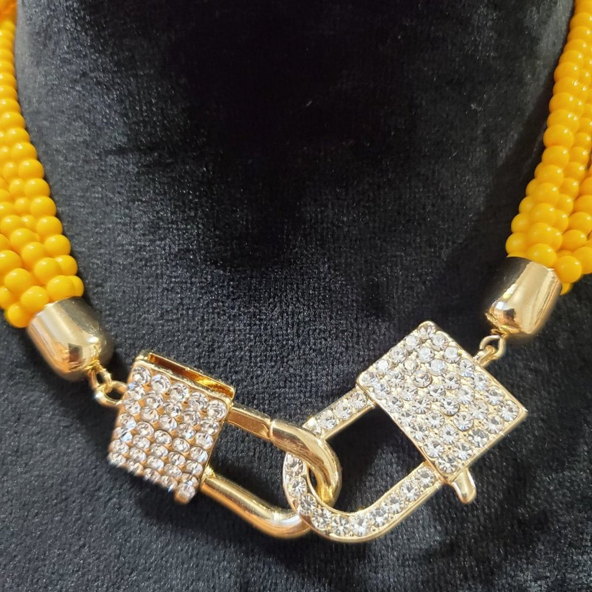 Nickel Free Women's Yellow Multilayer Round Beaded Fashion Jewelry Necklace