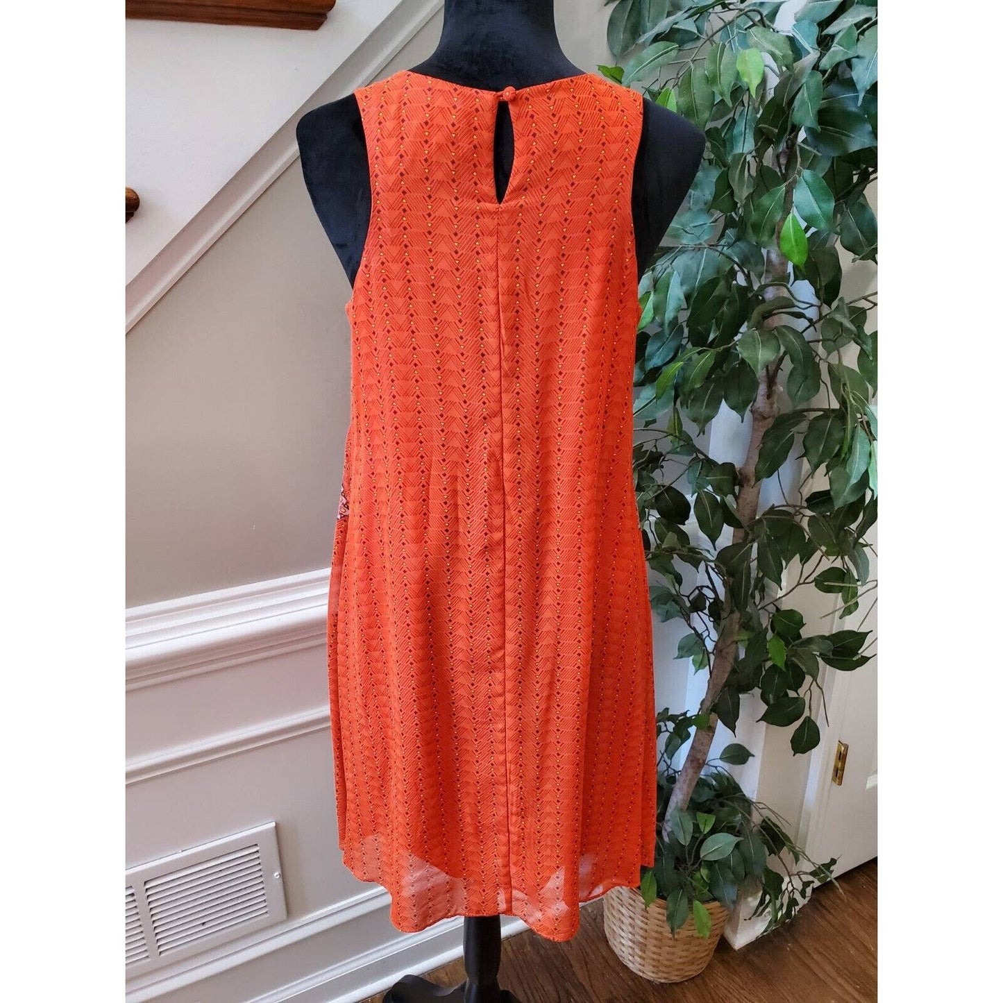 Madison Leigh Women's Multicolor Polyester V-Neck Sleeveless Knee Length Dress 6