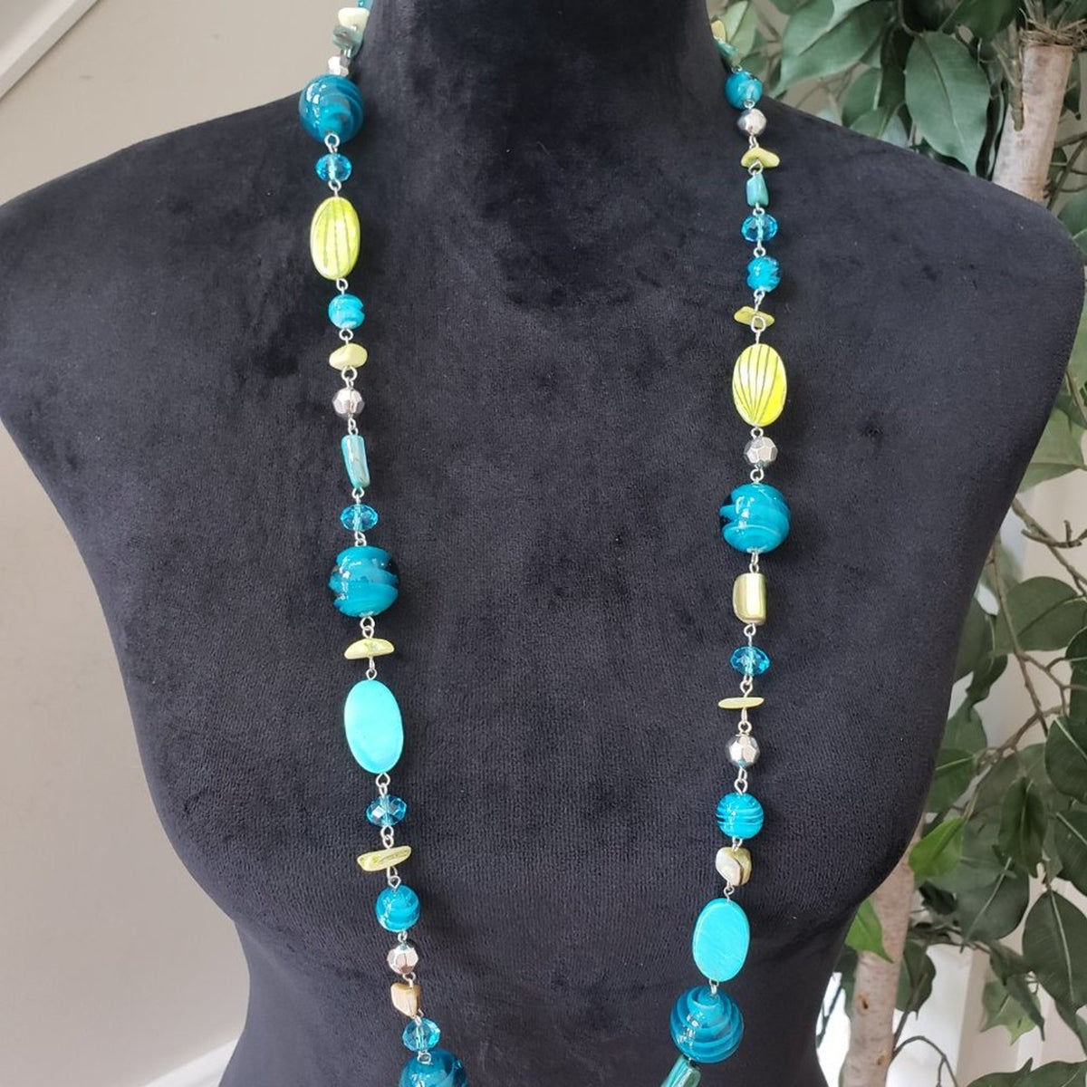 Womens Modern Fashion Multicolor Rhinestones Glass Beaded Long Necklace