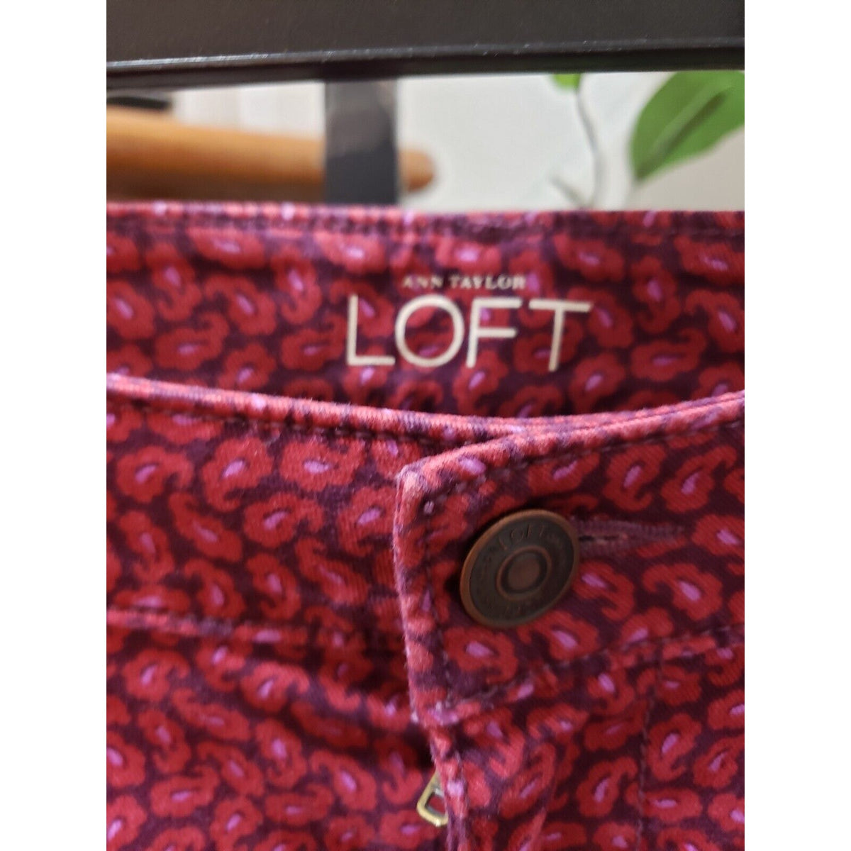 Ann Taylor LOFT Womens Red Paisley Cotton Modern Straight Casual Pants Size 29/8