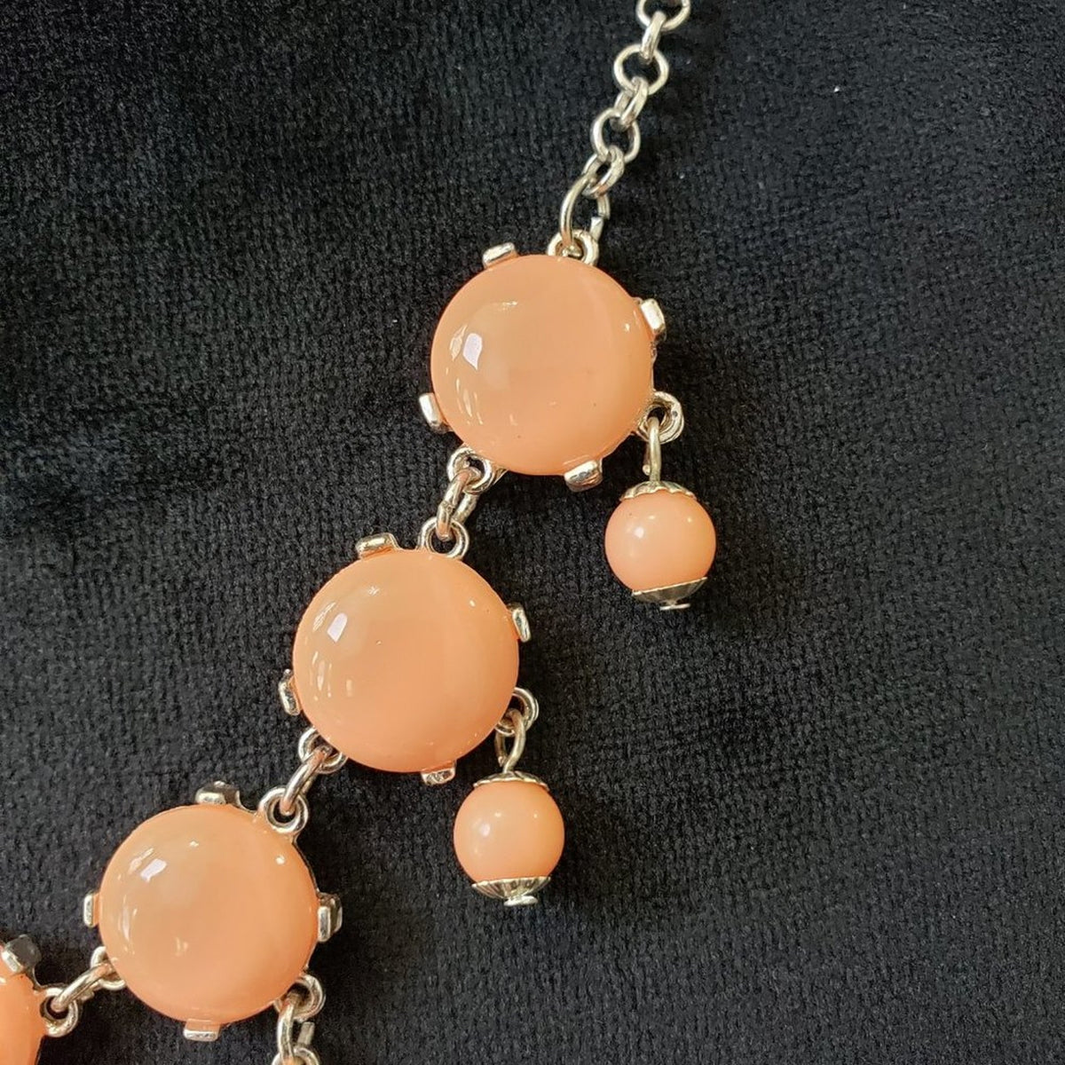 Womens Fashions Peach Silver Beaded Gemstone Collar Necklace with Lobster Clasp