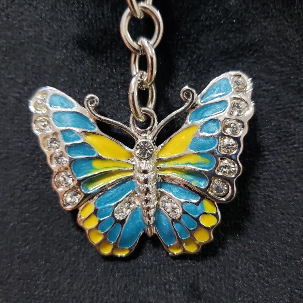 Women's Colorful Enameled Butterfly Charm Pendant Necklace