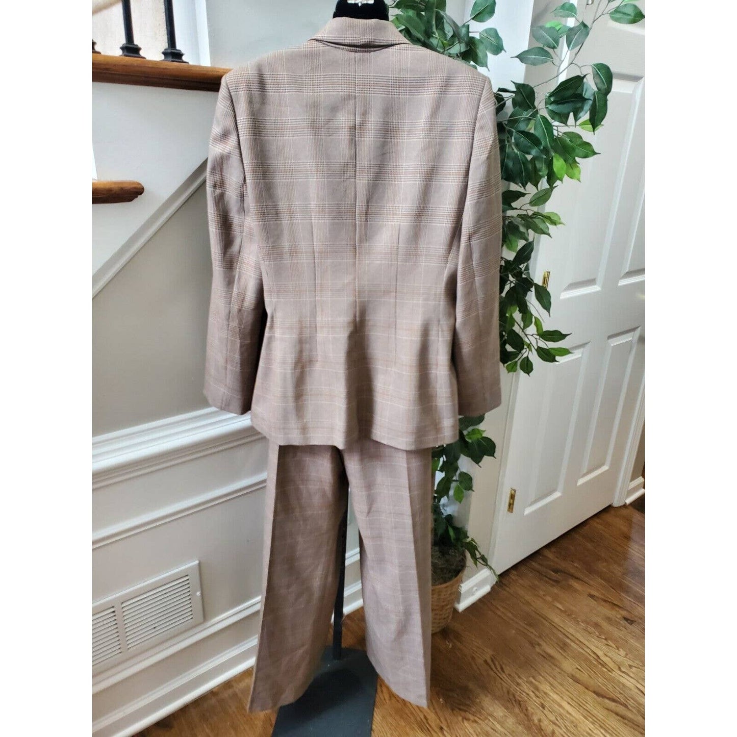 Le Suit Womens Brown Polyester Single Breasted Blazer & Pant 2 Piece Suit 18