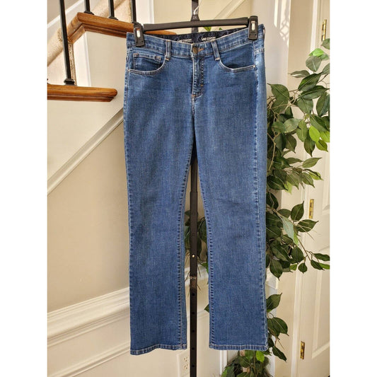 Lee Women Blue Denim Cotton Mid Rise Straight Fit Jeans Pant Size Medium