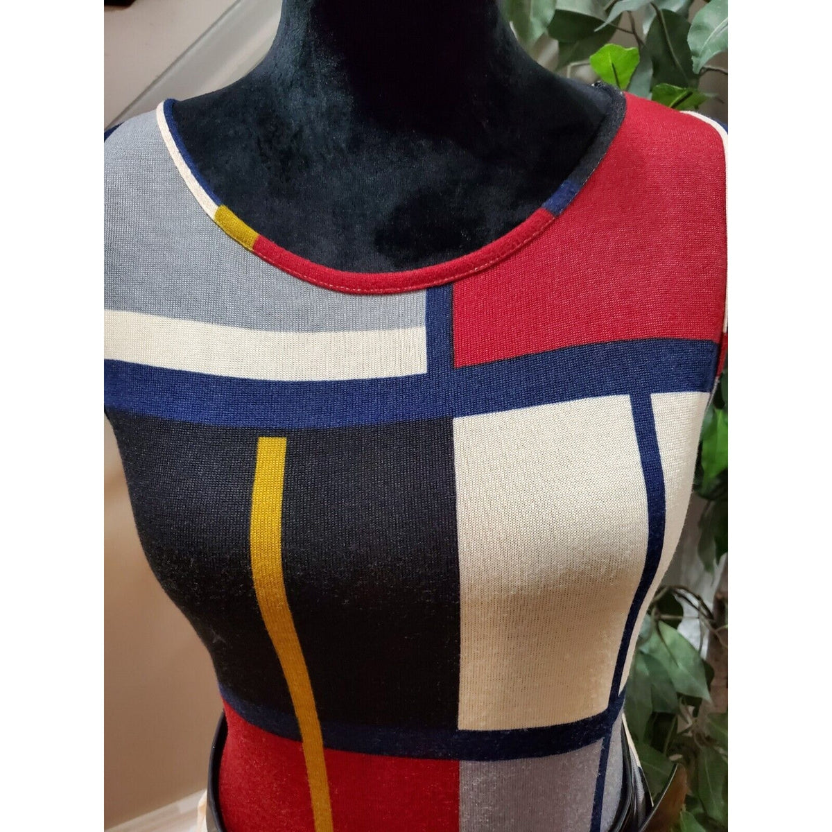 Women's Multicolor Polyester Round Neck Sleeveless Casual Knee Length Dress 10