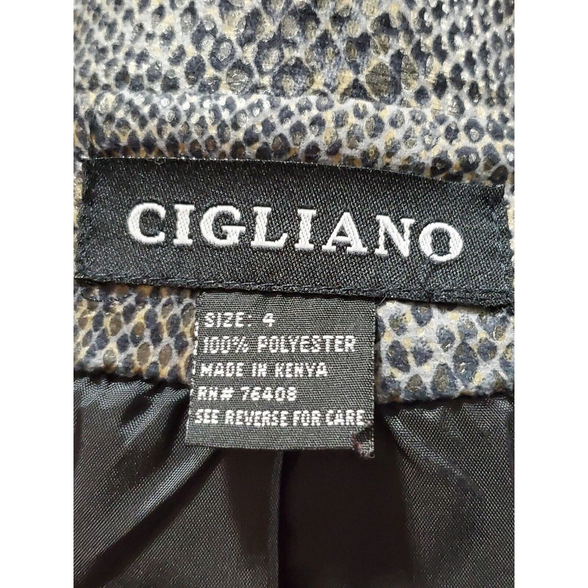 Cigliano Women Gray Polyester Single Breasted Long Sleeve Jacket Blazer Size 4