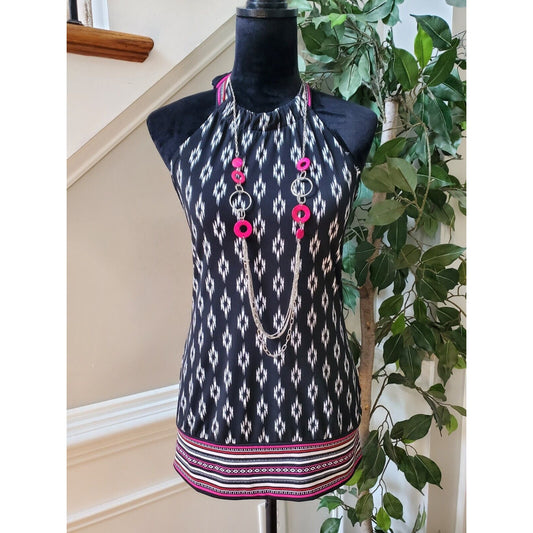 White House Black Market Women's Polyester Halter Neck Sleeveless Blouse Size M