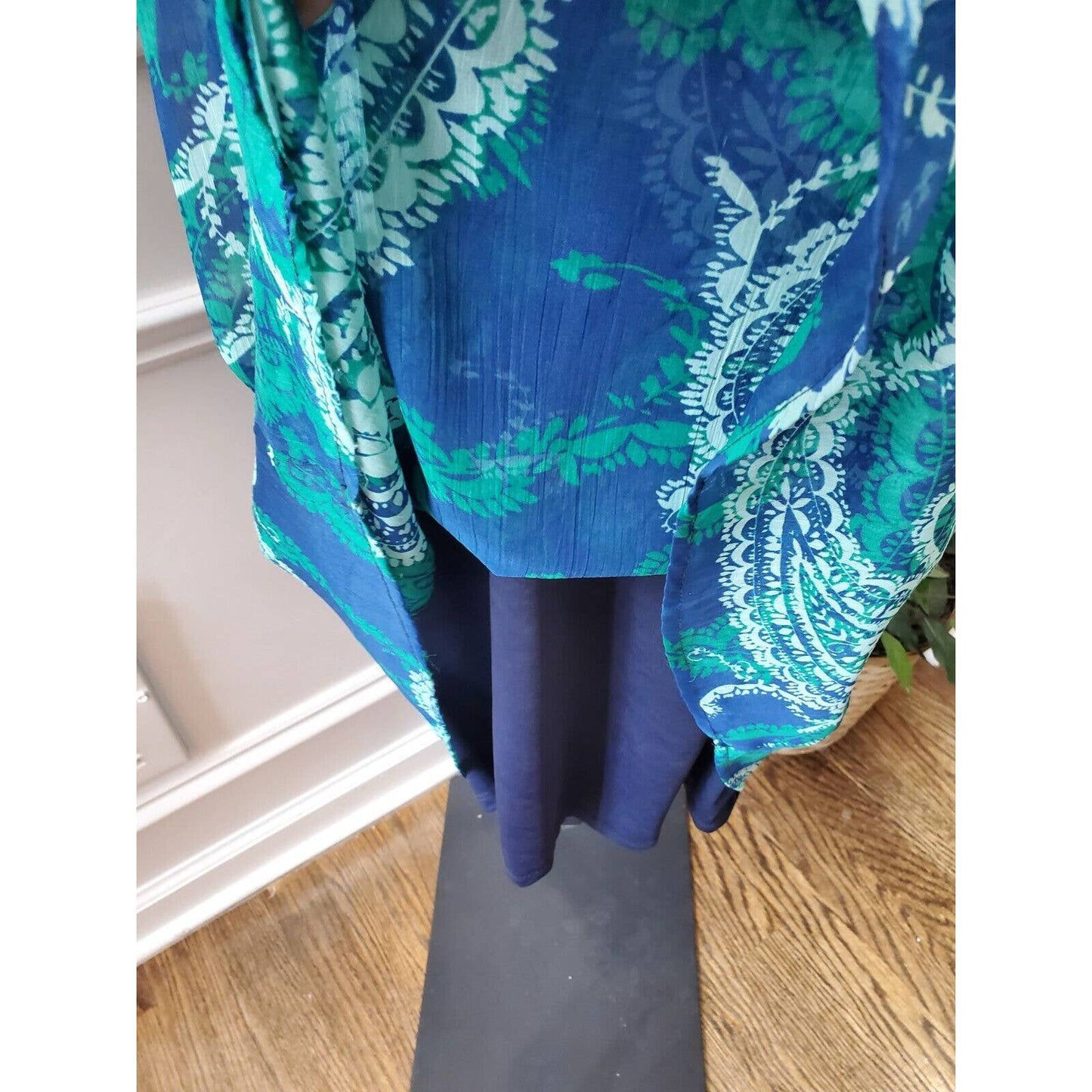 Old Navy Women's Blue & Green Polyester Off The Shoulder Long Maxi Dress Size S