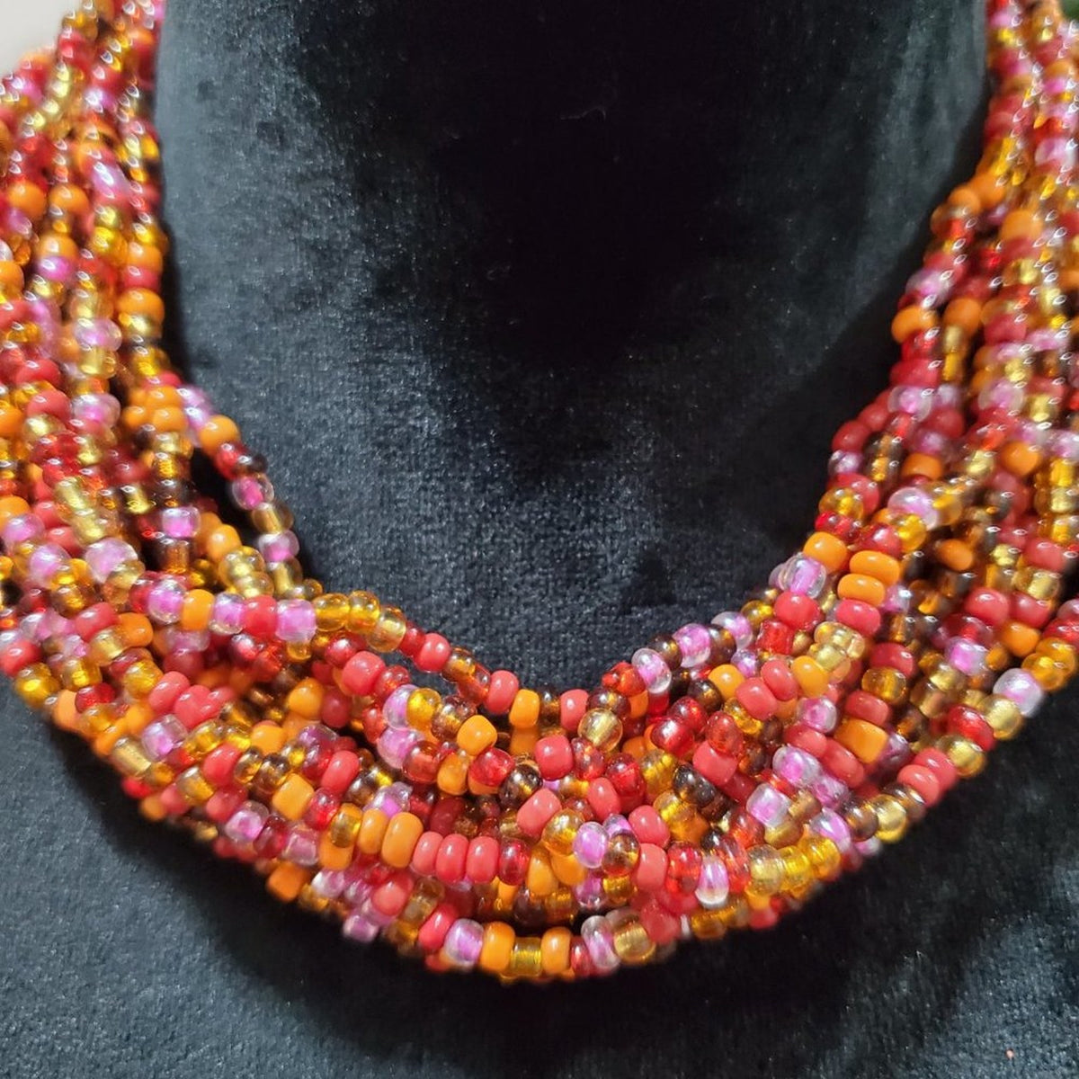 Women's Multicolor Round Beaded Pearl Chunky Fashion Jewelry Necklace