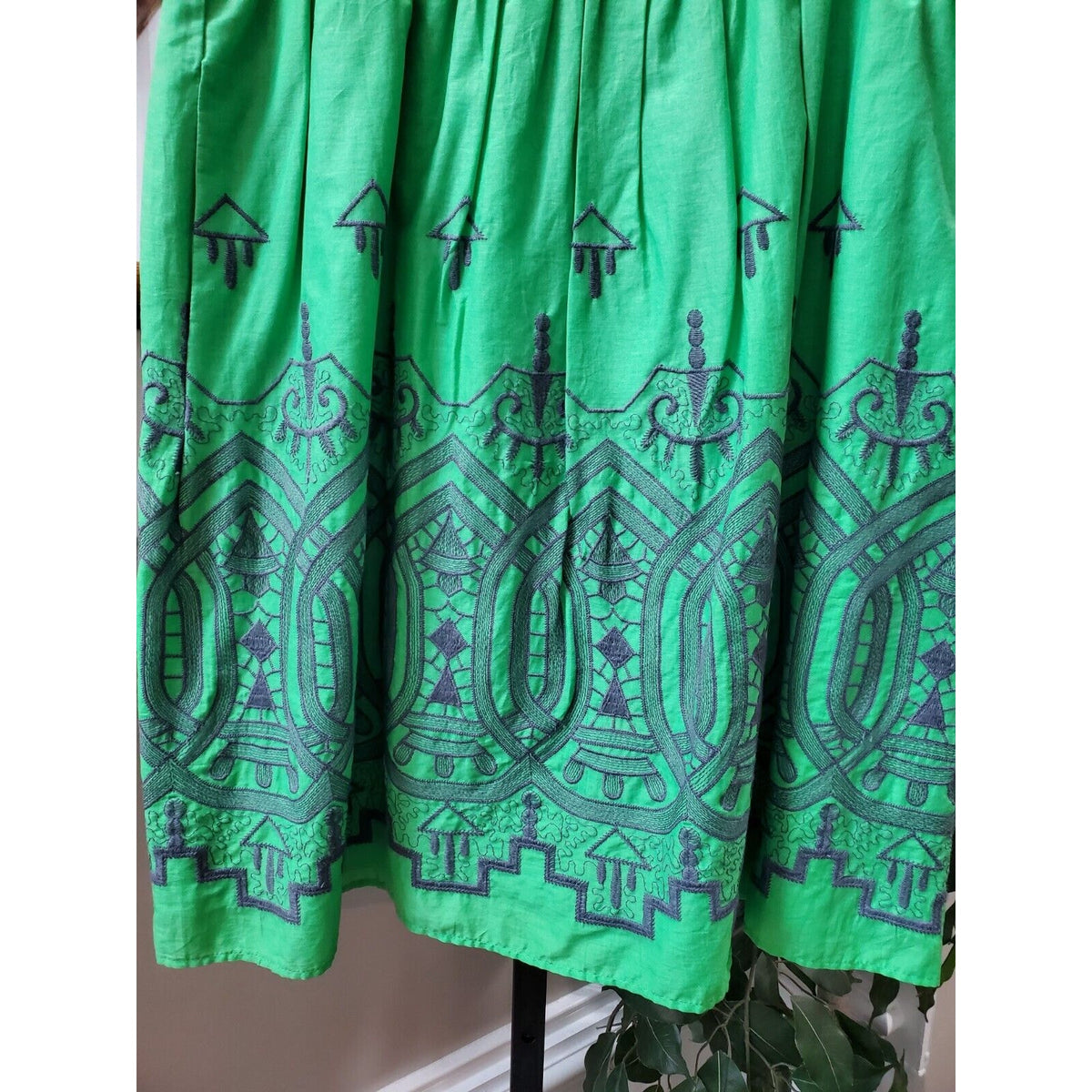 Downeast Womens Green Cotton A Line Side Zipper Casual Knee Length Skirt Size L