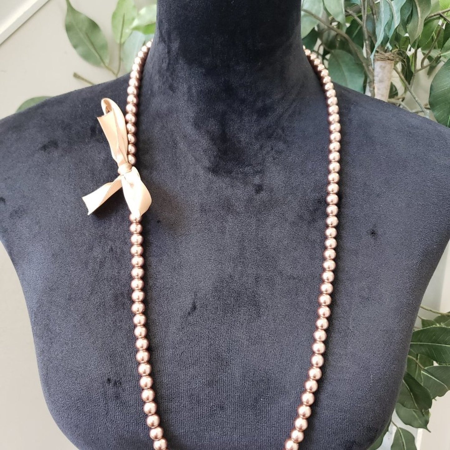 Womens Fashions Brown Tone Pearl Beaded Teardrop Necklace Jewellery