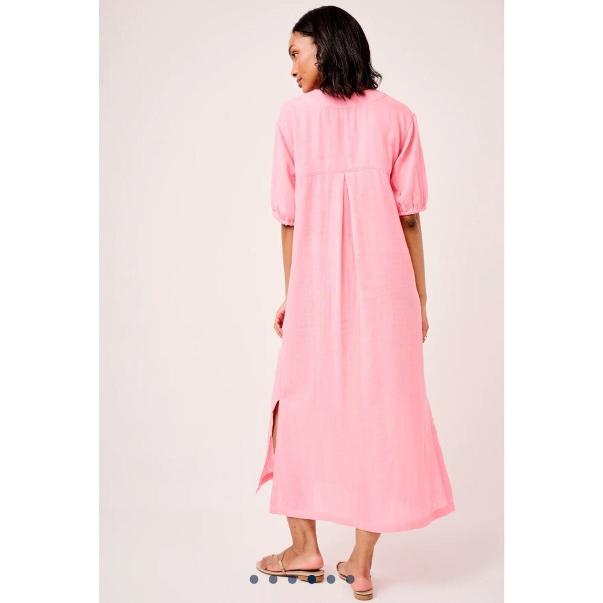 Lake Womens Pink 100% Cotton V Neck Casual Short Sleeve Long Maxi Dress Size XS