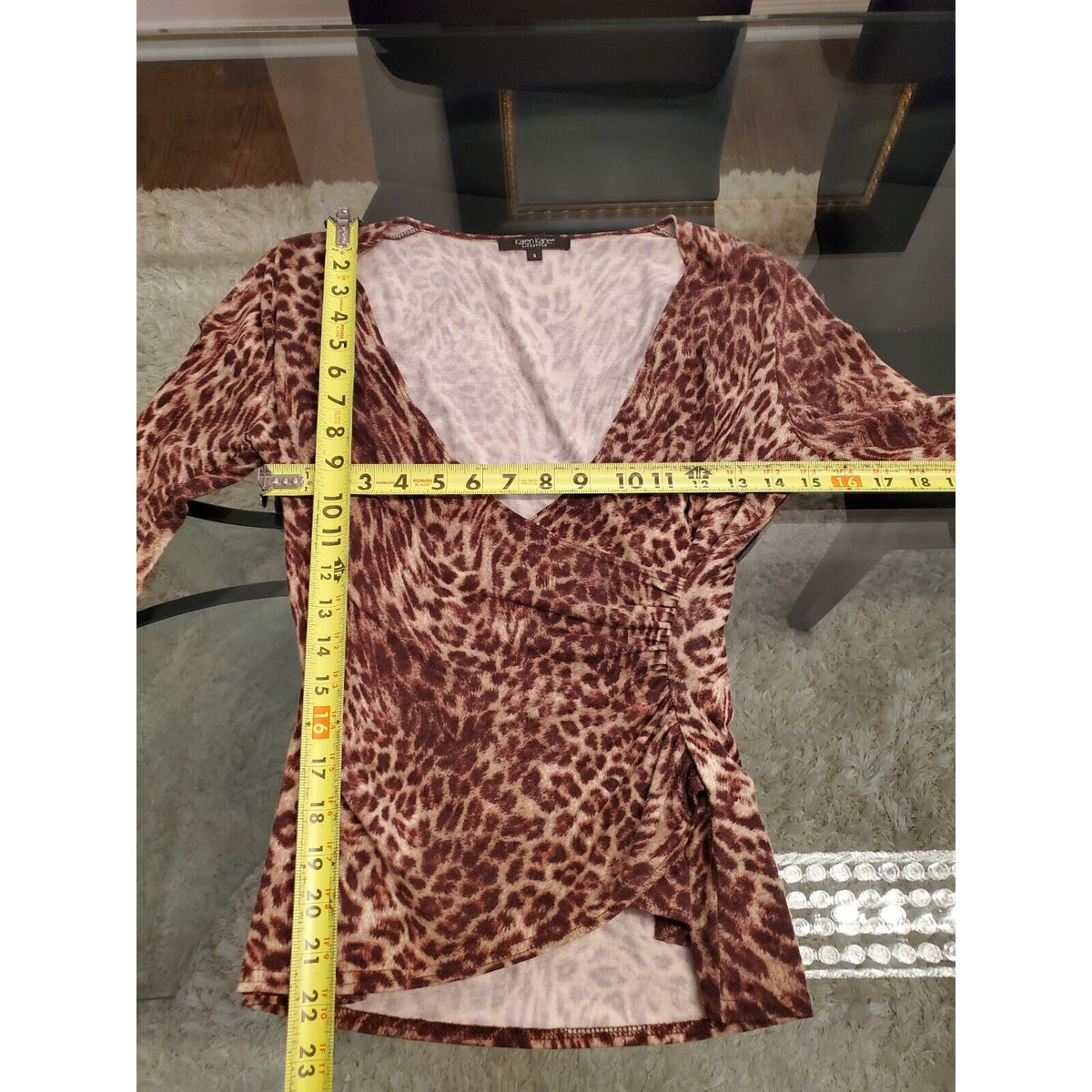 Karen Kane Women's Purple Rayon V-Neck Long Sleeve Casual Top Blouse Size Small