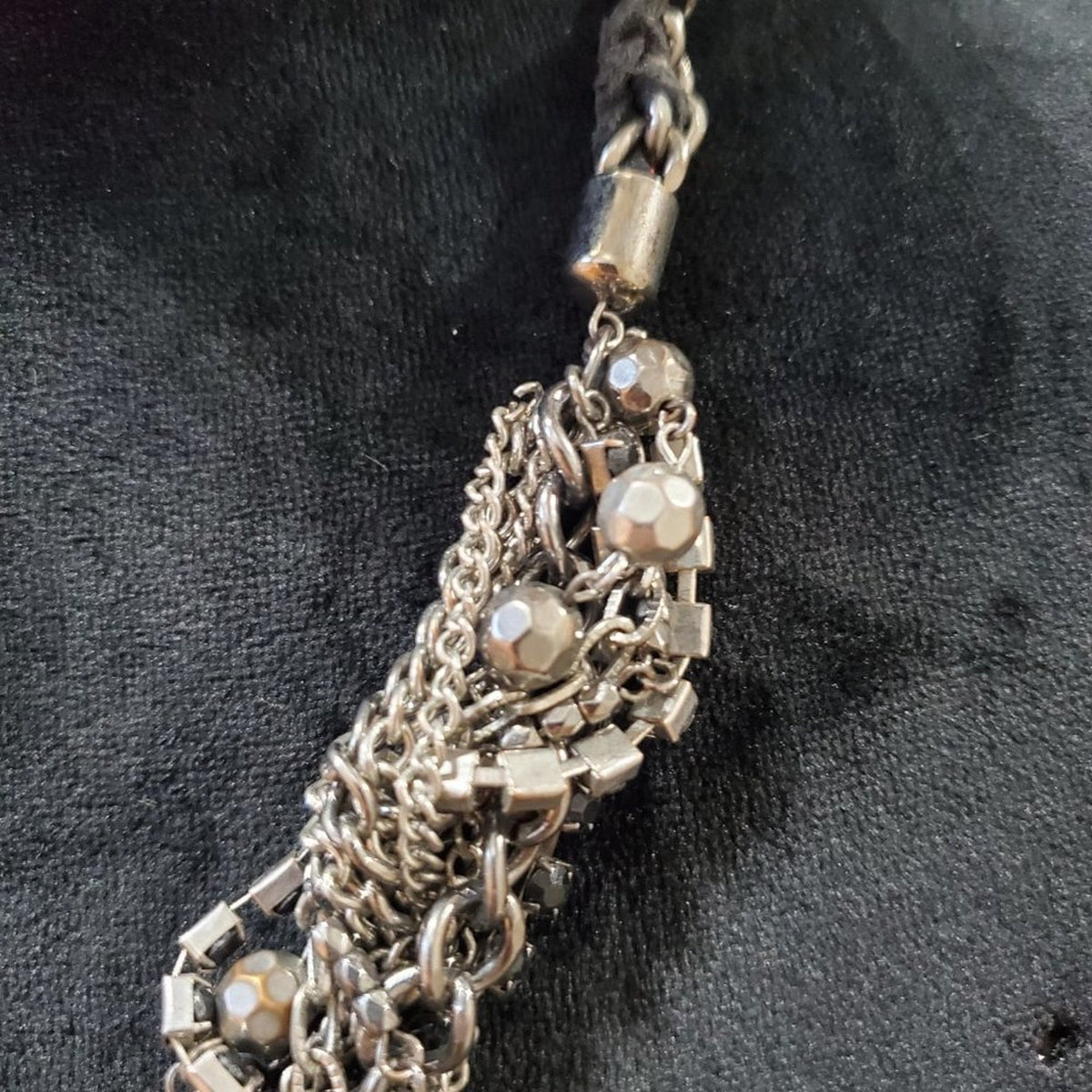Womens Chunky Braided Mixed Silver Chains Necklace