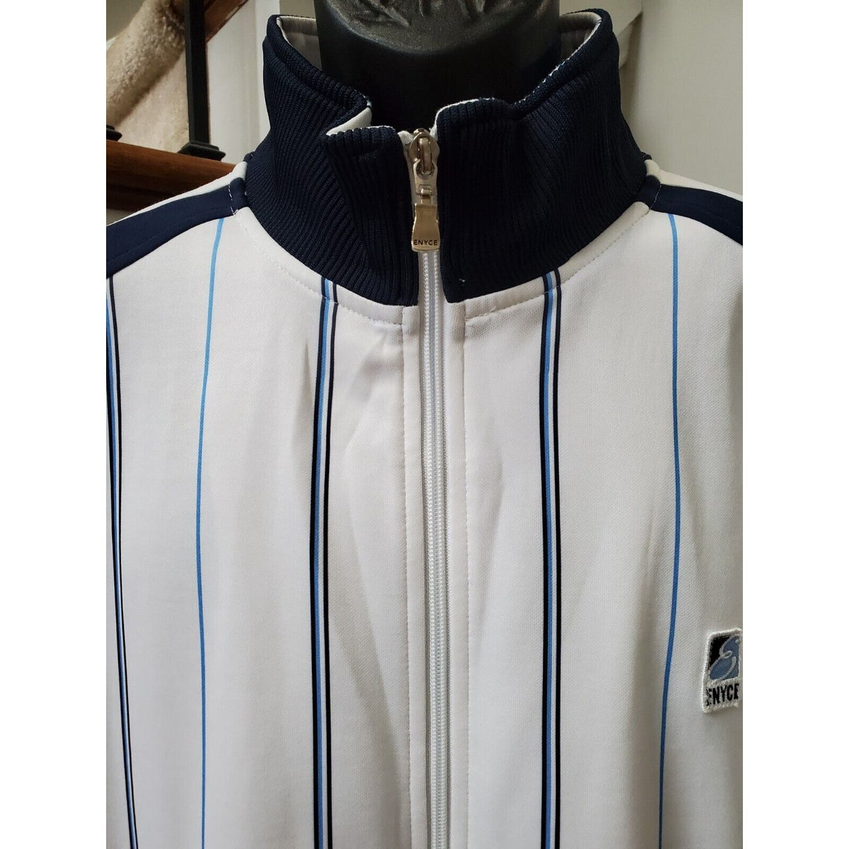 enyce Mens White Striped Polyester Long Sleeve Full Zipper Track Jacket Size 3XL
