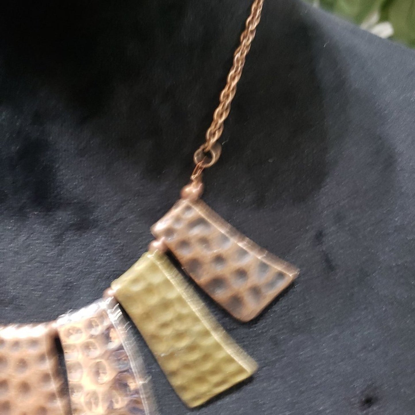 Abstract Wavy Plates Copper Chain Silver Brass Fan of the Tribe Necklace