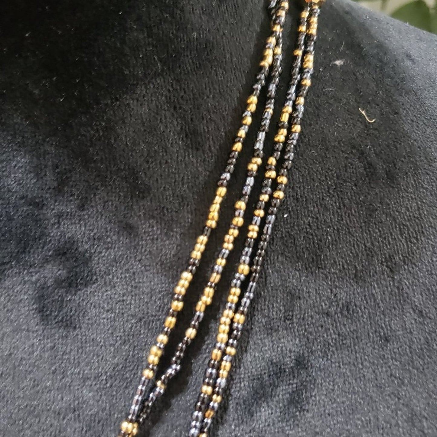 Women's Black Cube Round & Crystal Beaded Fashion Long Necklace