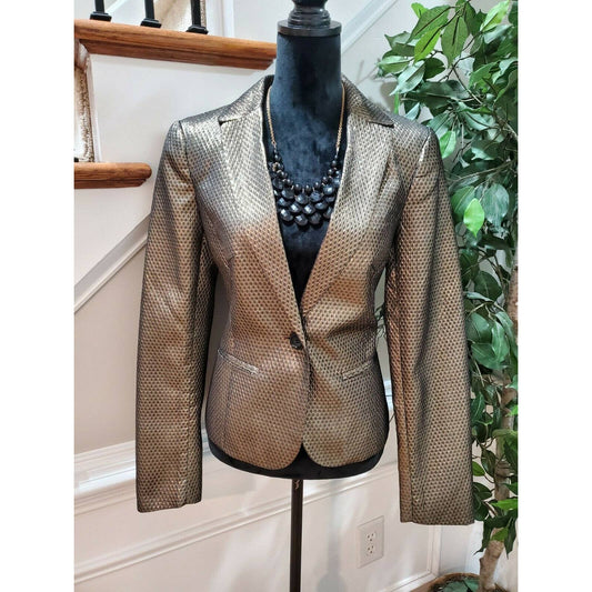 Studio M Women's Brown Polyester Single Breasted Fitted Casual Blazer Size Large