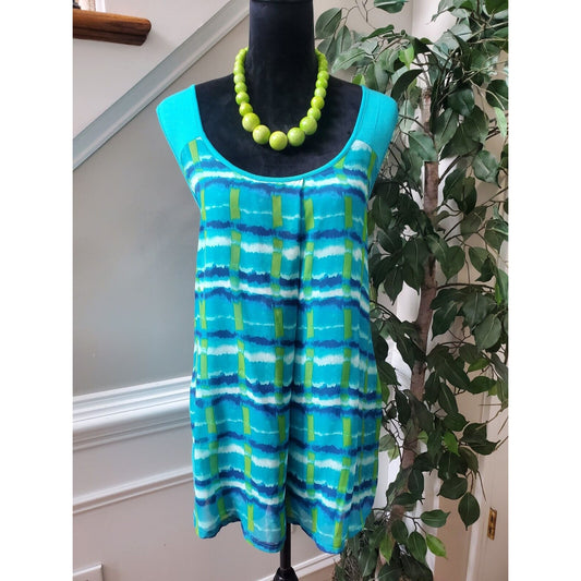 Joseph A Women's Blue Rayon Scoop Neck Sleeveless Casual Top Blouse Size X-Large