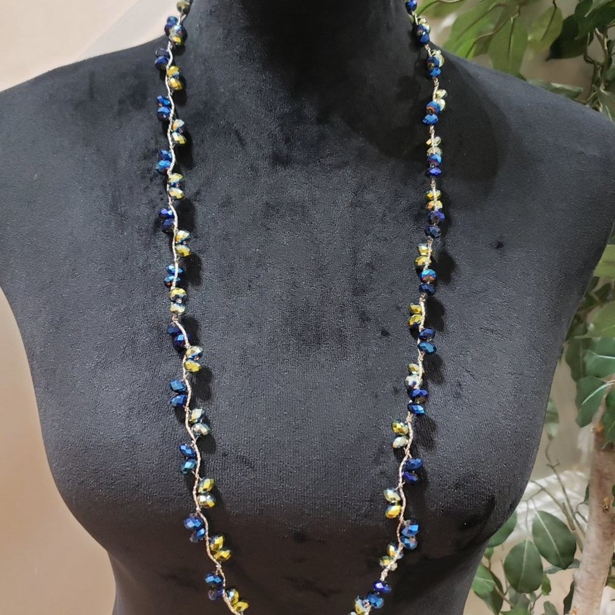 Womens Fashions Multi Round Bead Statement Teardrop Necklace with Lobster Clasp