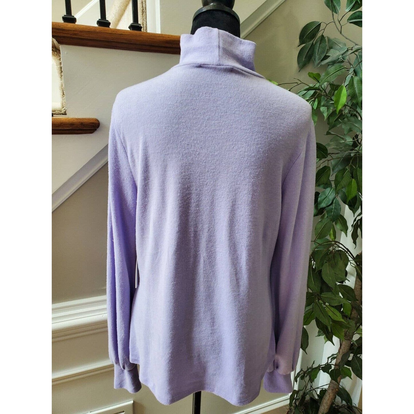 Another Reason Women's Purple Polyester High Neck Long Sleeve Pullover Sweater M