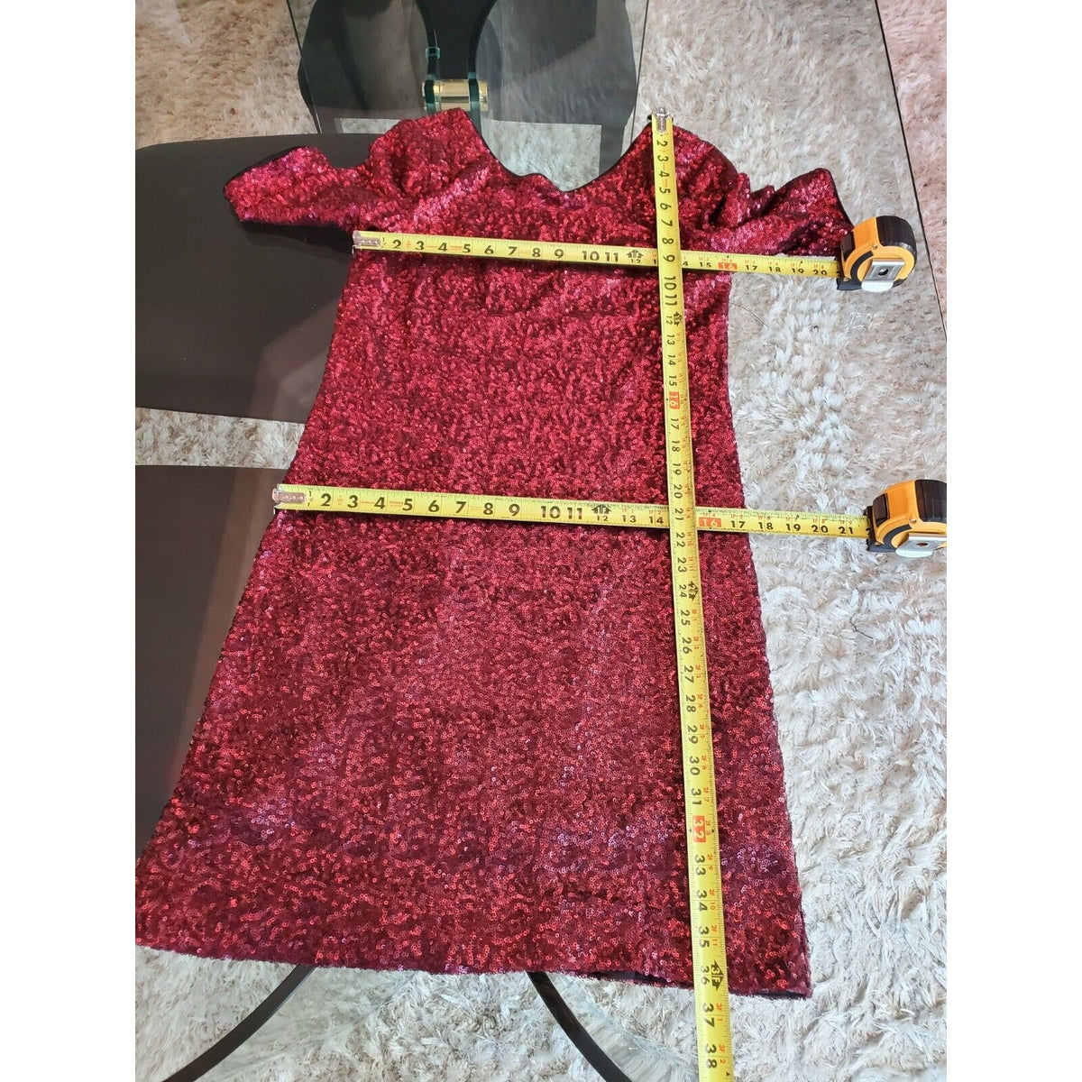 Betsey Johnson Women's Burgundy Ombre Sequin Valentine's Day Party Dress Sz 6
