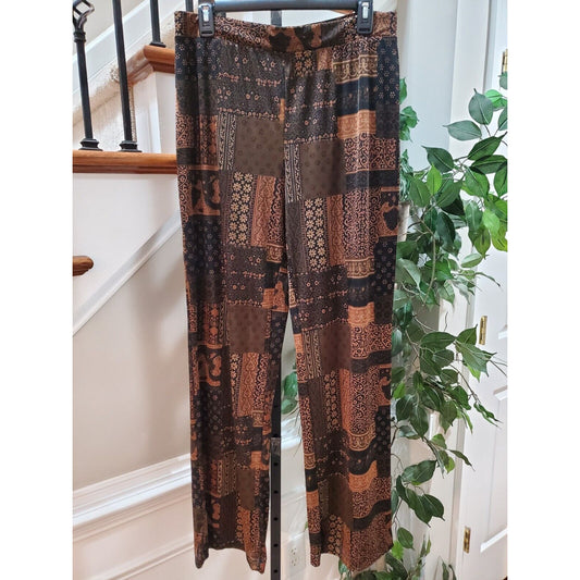 Jaclyn Smith Women's Brown Polyester Straight Leg Pull On Palazzo Pant Size L