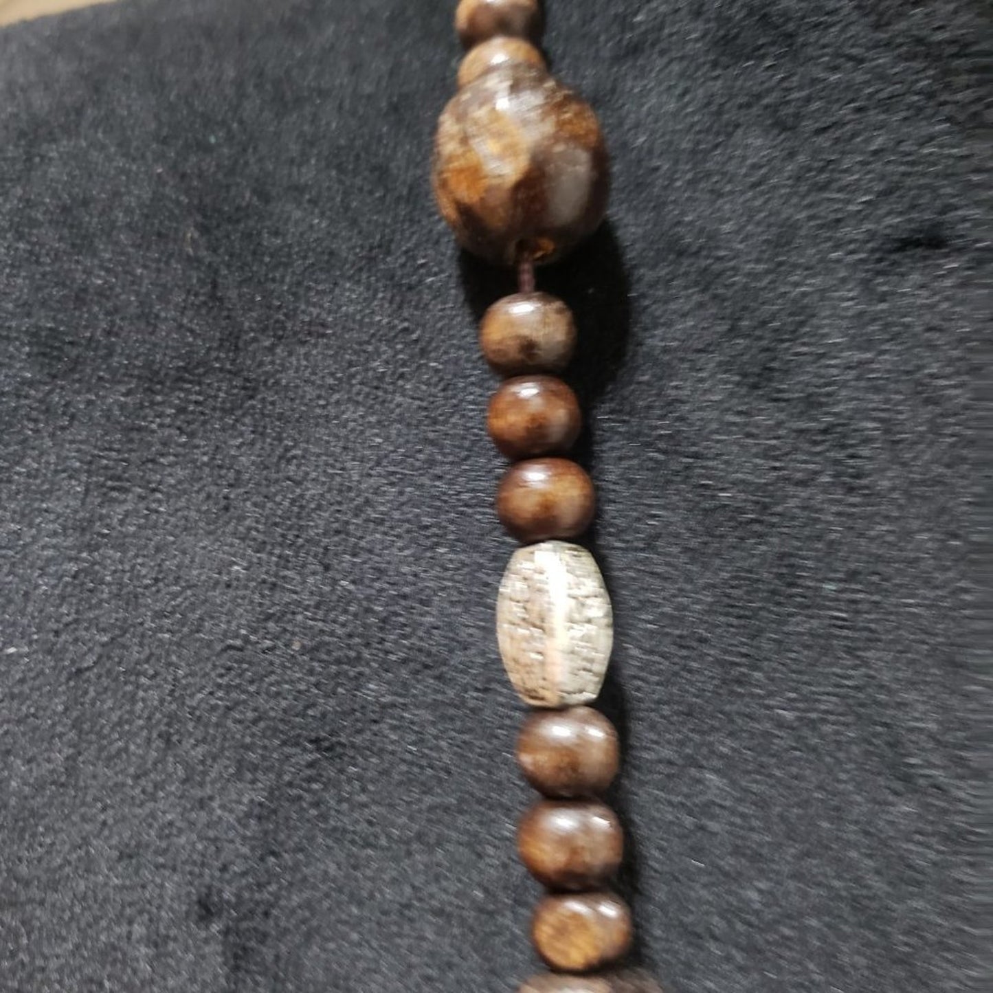 Women's Boho Rosewood & Tone Bead Opera Necklace